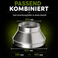 Reducer 400 mm / 450 mm Metal – Ventilation Reduction Adapter