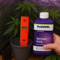 Plagron Lemon Kick pH Minus 500 ml + pH Meter – Citric Acid pH Down Set