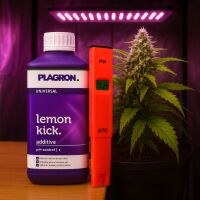 Plagron Lemon Kick pH Minus 500 ml + pH Meter – Citric Acid pH Down Set