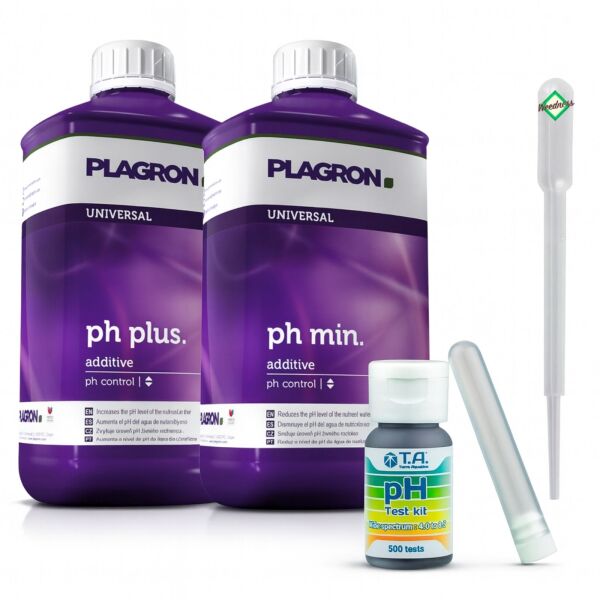T.A. pH Test Kit + Plagron pH+ 500 ml + Plagron pH- 500 ml