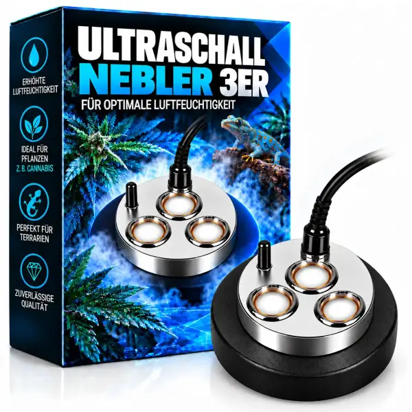 Ultrasonic Ultraschall-Luftbefeuchter 3 Membrane 1200 ml/Stunde – Growbox
