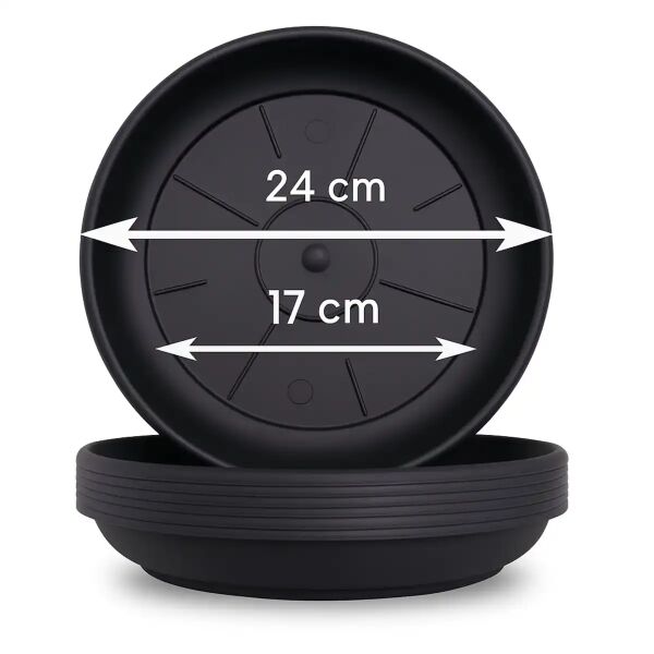 24 Stück Schwarze Blumentöpfe Mit Untersetzer, 10 Cm – Aus Kunststoff Für Sukkulenten & Kräuter