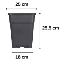 Square Planter Pot 11 Liters - 25x25x25.5 cm Plant Container