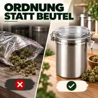 Luftdichter Metall Behälter 1400 ml – Aromadose Aufbewahrung