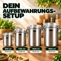 Luftdichter Metall Behälter 1400 ml – Aromadose Aufbewahrung