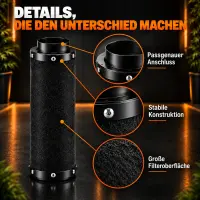 Airontek Activated Carbon Filter 240 m³/h 100 mm Flange – 200 mm Odor Filter for Grow Tent