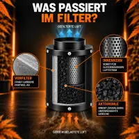 Airontek Activated Carbon Filter 240 m³/h 125 mm Flange – 200 mm Odor Filter for Grow Tent