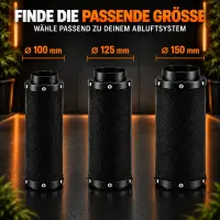 Airontek Activated Carbon Filter 425 m³/h 100 mm Flange - 360 mm Odor Filter for Grow Tent
