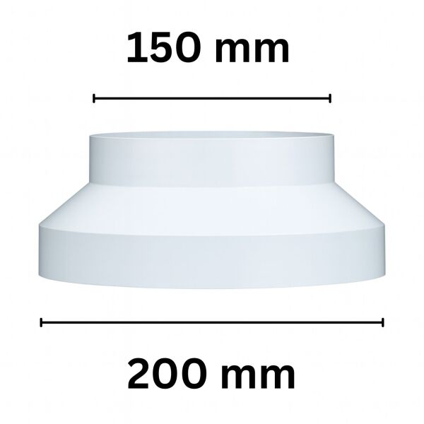 Reduzierstück 150 mm / 200 mm PVC Lüftung